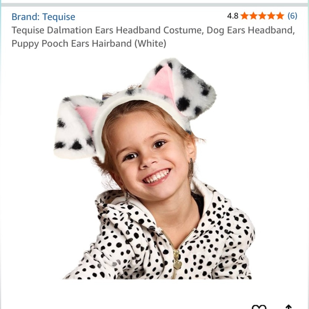 Amazon White and Black Dalmatian Ears Headband